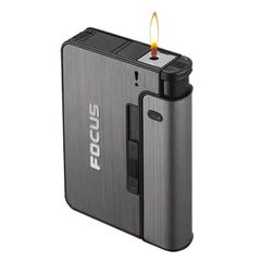 Hộp đựng thuốc lá Focus chứa 10 điếu thuốc loại 6.5mm kèm bật lửa JD-YH001