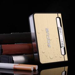 Hộp đựng thuốc lá Focus loại 10 điếu size 6.5mm kèm bật lửa khò 1 tia JD YH002