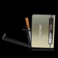 Hộp đựng thuốc lá Focus loại 10 điếu size 6.5mm kèm bật lửa khò 1 tia JD YH002