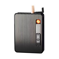 Hộp đựng thuốc lá Focus loại 10 điếu size 6.5mm kèm bật lửa điện nhiệt JD YH060