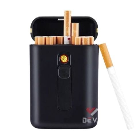 Hộp đựng thuốc lá Dinghao kèm bật lửa điện sạc USB loại 20 điếu size 6.5mm DH-9008
