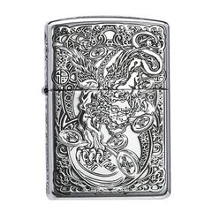 Zippo Bạc Khối Armor Khắc Kỳ Lân Các Mặt BK18