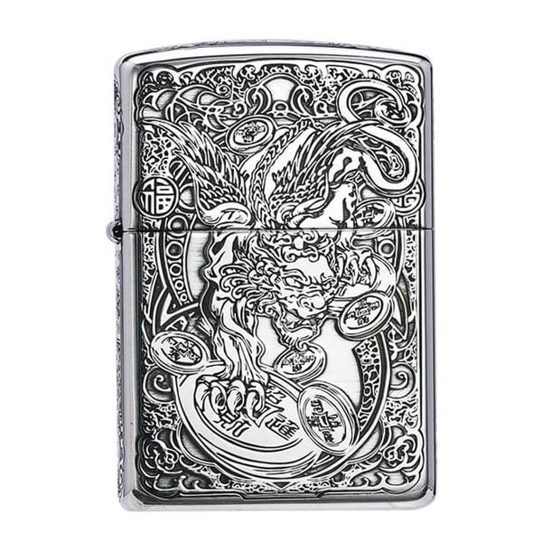 Zippo Bạc Khối Khắc Kỳ Lân Các Mặt BK08