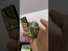 Bật lửa zippo hình bàn quay Roulette ốp gỗ Z25-video