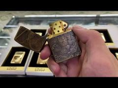 Bật lửa xăng đá Zorro đáy tròn ốp Emblem 12 con giáp mạ vàng 24K số giới hạn Z790-515-video