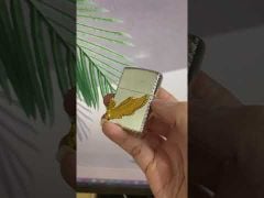 Zippo trắng Emblem đôi cánh thiên thần ốp đá xanh ngọc ZN330-video