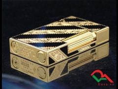 Bật lửa dupont kẻ chéo vàng đen D42-video