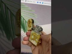 Zippo Khảm Trai Ốp Tượng Rồng Mạ Vàng Cầm Ngọc ZN300-video