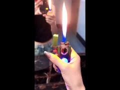 Bật lửa gas đá 2 phong cách lửa bình gas trong suốt TH-617-video