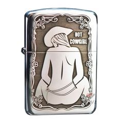Zippo Bạc Khối Tái Bản 1941 Khắc Cô Gái Cao Bồi Quyến Rũ BK73