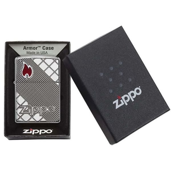Zippo Armor Khắc Chìm Hoa Văn Khảm Gạch Tile Mosaic Z298