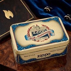 Zippo 1992 Kỷ Niệm 60 Năm (1932-1992) – Lớp Vỏ White Nickel Finish Sang Trọng – Đời VIII La Mã C95