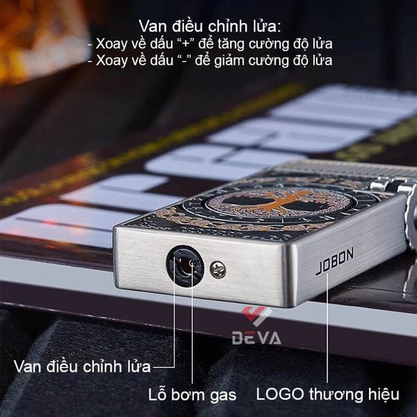 Bật lửa gas đá Jobon khò mảnh 1 tia có khóa an toàn ZB-8015