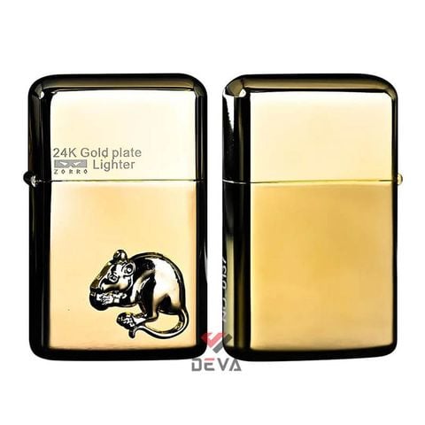 Bật lửa xăng đá Zorro đáy tròn ốp Emblem 12 con giáp mạ vàng 24K số giới hạn Z790-515