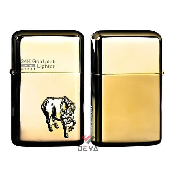 Bật lửa xăng đá Zorro đáy tròn ốp Emblem 12 con giáp mạ vàng 24K số giới hạn Z790-515