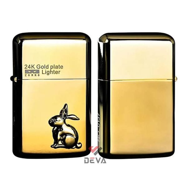 Bật lửa xăng đá Zorro đáy tròn ốp Emblem 12 con giáp mạ vàng 24K số giới hạn Z790-515