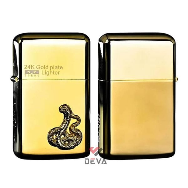 Bật lửa xăng đá Zorro đáy tròn ốp Emblem 12 con giáp mạ vàng 24K số giới hạn Z790-515