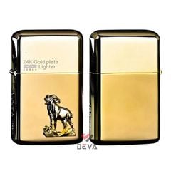 Bật lửa xăng đá Zorro đáy tròn ốp Emblem 12 con giáp mạ vàng 24K số giới hạn Z790-515