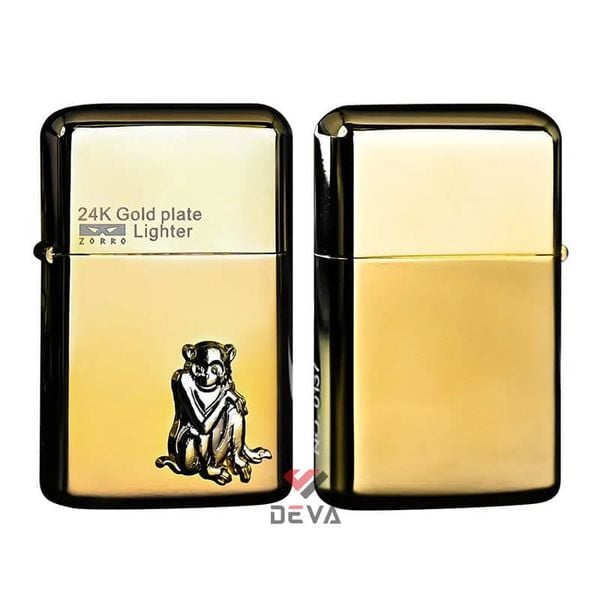 Bật lửa xăng đá Zorro đáy tròn ốp Emblem 12 con giáp mạ vàng 24K số giới hạn Z790-515