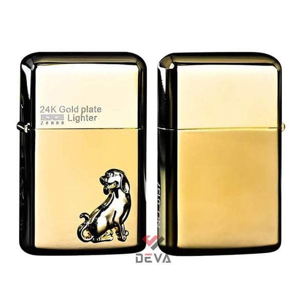 Bật lửa xăng đá Zorro đáy tròn ốp Emblem 12 con giáp mạ vàng 24K số giới hạn Z790-515