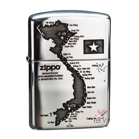 Zippo Bạc Khối Armor Khắc Bản Đồ Việt Nam BK81