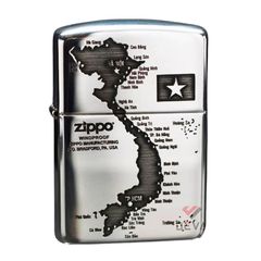 Zippo Bạc Khối Armor Khắc Bản Đồ Việt Nam BK81