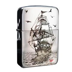 Zippo Bạc Khối Tái Bản 1941 Khắc Hình Thuyền Buồm BK55