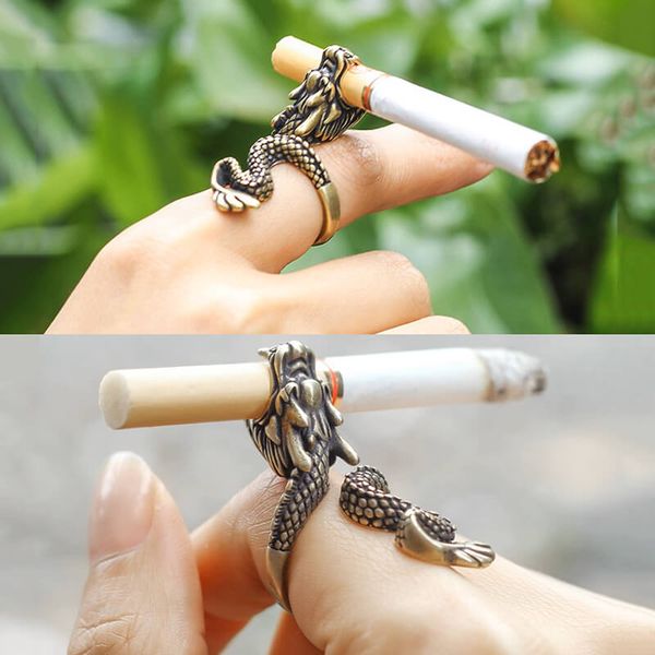 Nhẫn hình rồng kẹp thuốc lá phụ kiện độc lạ NR01