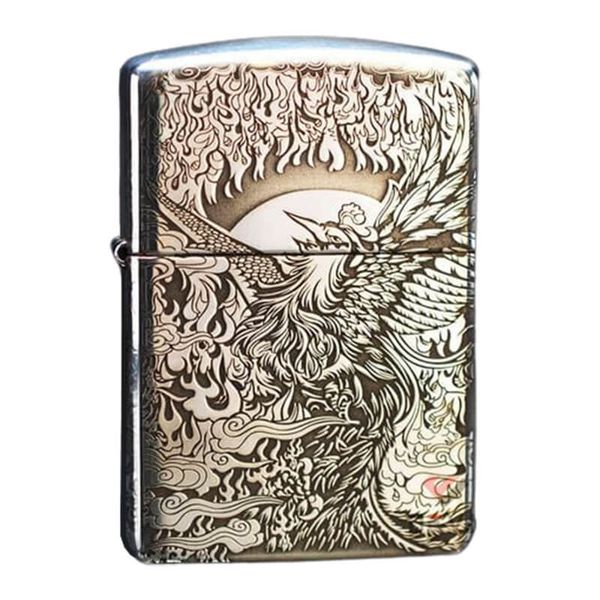 Zippo Bạc Khối Armor Khắc Phượng Hoàng Bất Tử BK65