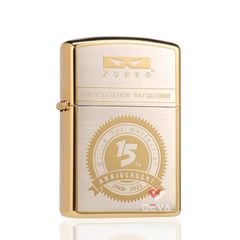 Bật lửa xăng đá chính hãng Zorro phiên bản giới hạn mạ vàng kỷ niệm 15th năm thành lập Z2-1002