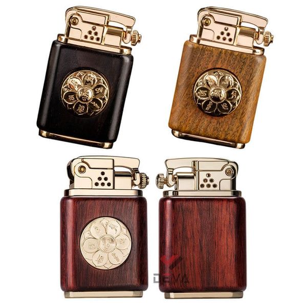 Bật lửa xăng đá Zorro bọc gỗ ốp vòng xoay Lục Tự Chân Ngôn Z602G