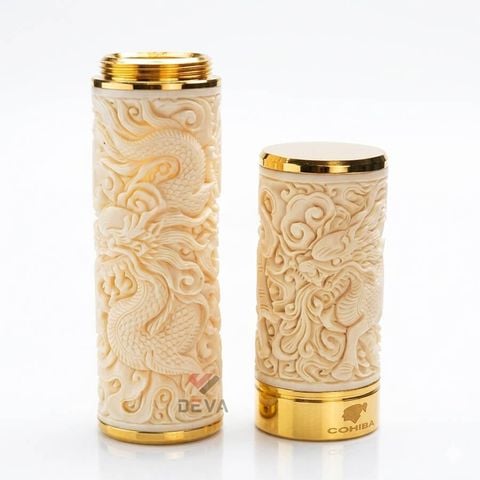 Ống xương đựng Cigar 1 điếu cao cấp khắc nổi tứ linh OX01