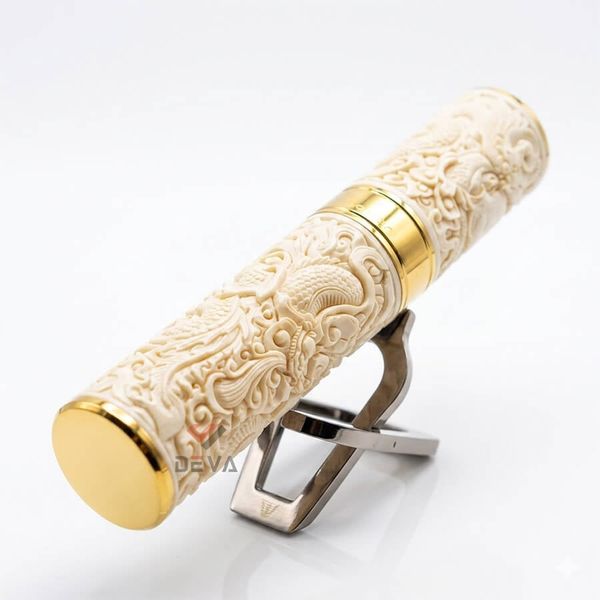 Ống xương đựng Cigar 1 điếu cao cấp khắc nổi tứ linh OX01