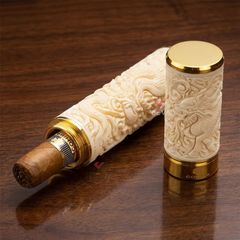 Ống xương đựng Cigar 1 điếu cao cấp khắc nổi tứ linh OX01