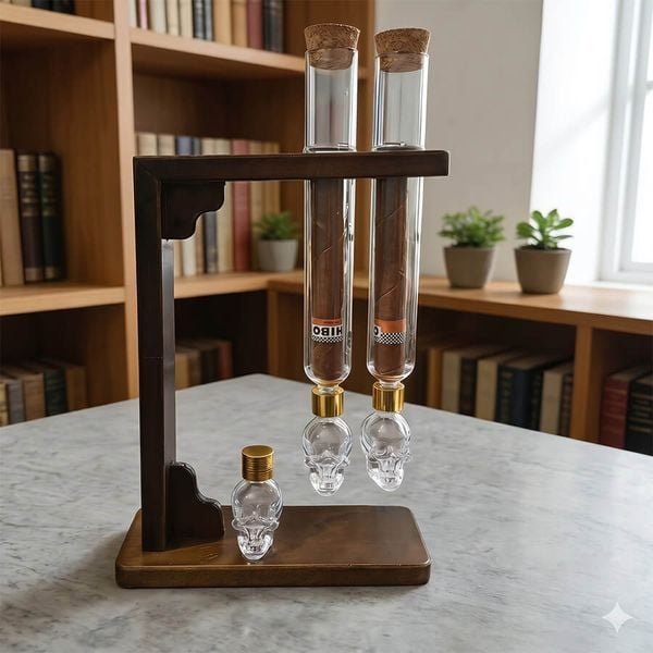 Set 10 Ống đựng Ủ Cigar Thủy Tinh Cao Cấp Có Giá Kệ OTT