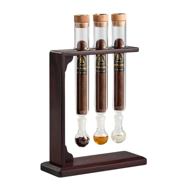 Set 10 Ống đựng Ủ Cigar Thủy Tinh Cao Cấp Có Giá Kệ OTT