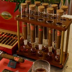 Set 10 Ống đựng Ủ Cigar Thủy Tinh Cao Cấp Có Giá Kệ OTT