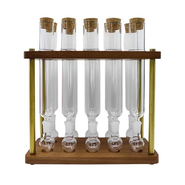 Set 10 Ống đựng Ủ Cigar Thủy Tinh Cao Cấp Có Giá Kệ OTT