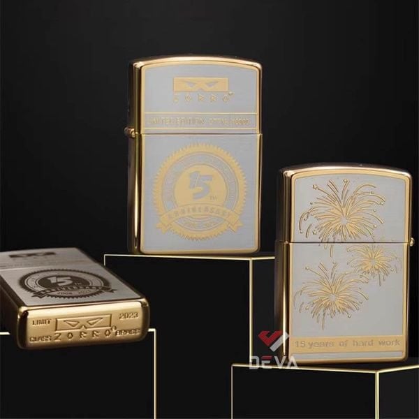 Bật lửa xăng đá chính hãng Zorro phiên bản giới hạn mạ vàng kỷ niệm 15th năm thành lập Z2-1002