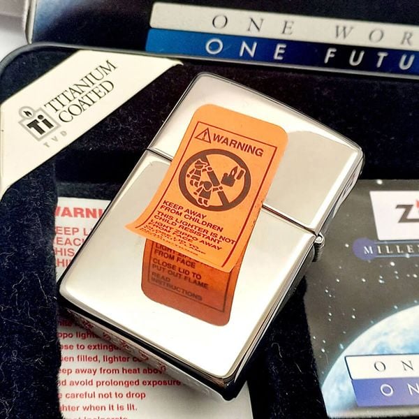 Zippo Millennium Edition 1999 – One World One Future – Đời XV La Mã – Bản Titanium Coated Cao Cấp Full Box C127