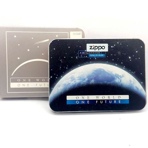 Zippo Millennium Edition 1999 – One World One Future – Đời XV La Mã – Bản Titanium Coated Cao Cấp Full Box C127