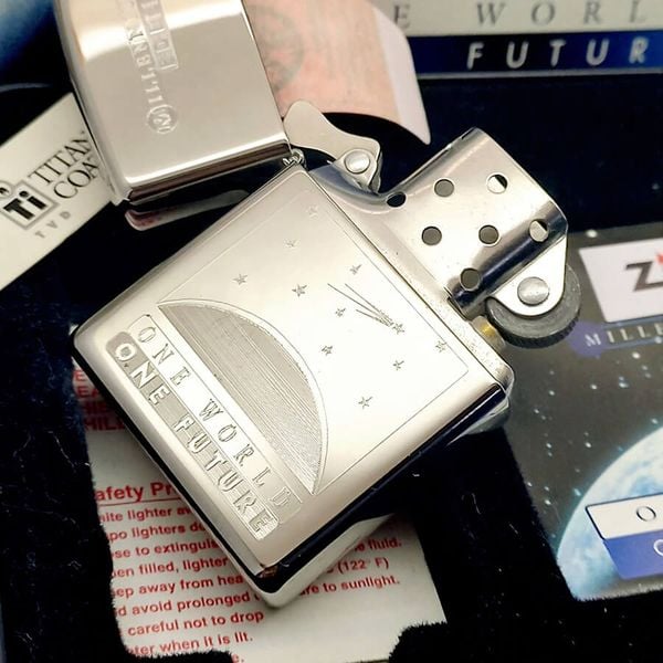 Zippo Millennium Edition 1999 – One World One Future – Đời XV La Mã – Bản Titanium Coated Cao Cấp Full Box C127