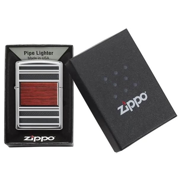 Zippo Hút Tẩu Hoa Văn Gỗ Steel And Wood Z194