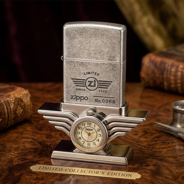 Set Bật Lửa Zippo Để Bàn Kèm Đồng Hồ - Tuyệt Tác Decor Sang Trọng – Đẳng Cấp Nhà Sưu Tầm C104