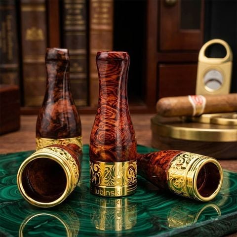 Set tẩu Xi Ga 4 size Lubinski gỗ cẩm mạ vàng TG12