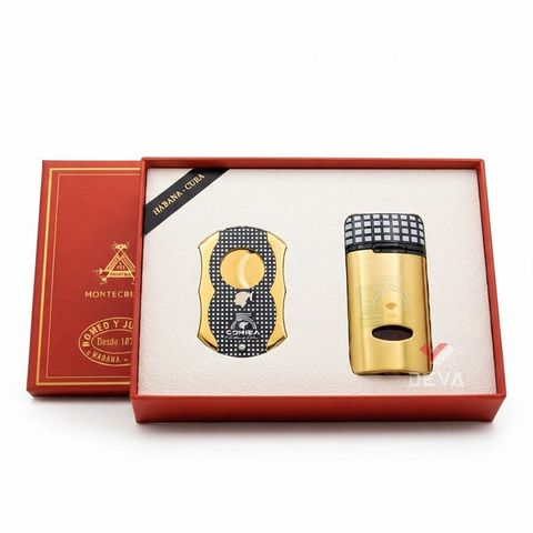 Set phụ kiện Cigar 2 món bật lửa và dao cắt GF 002