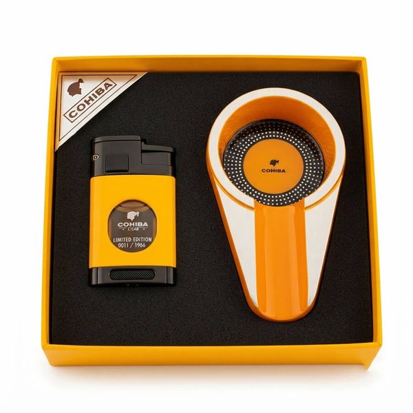 Set 2 món Cohiba bật lửa khò 3 tia có dao cắt và gạt tàn  HB 196