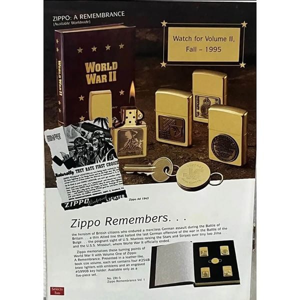 Set Bật Lửa Zippo 1995 Limited Edition Vol.1 World War II - Bản Kỷ Niệm 50 Năm Kết Thúc Thế Chiến II (Full Box)