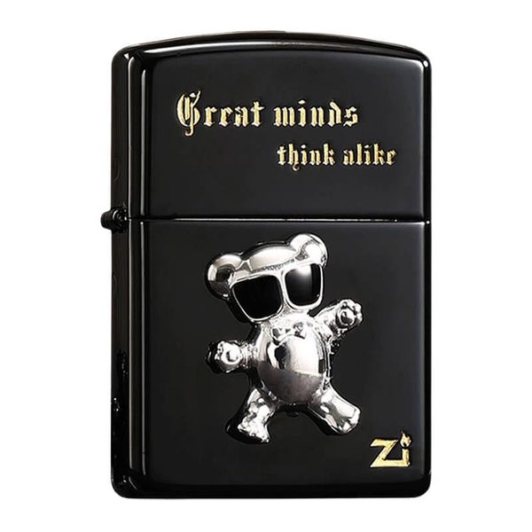 Set Bật Lửa Zippo Ốp Emblem Gấu Bạc Kèm Kính Mắt Cao Cấp ZN143