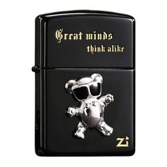 Set Bật Lửa Zippo Ốp Emblem Gấu Bạc Kèm Kính Mắt Cao Cấp ZN143